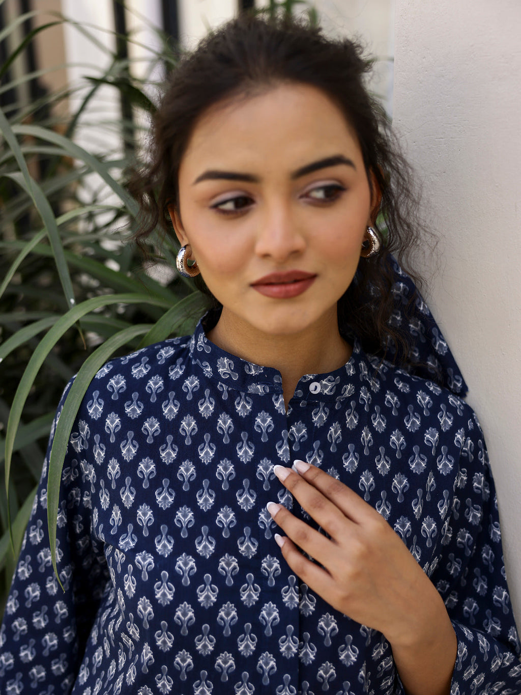 Pure Cotton Printed Blue top for Women - SanskrutiHomes 