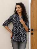 Pure Cotton Printed Black top for Women - SanskrutiHomes 