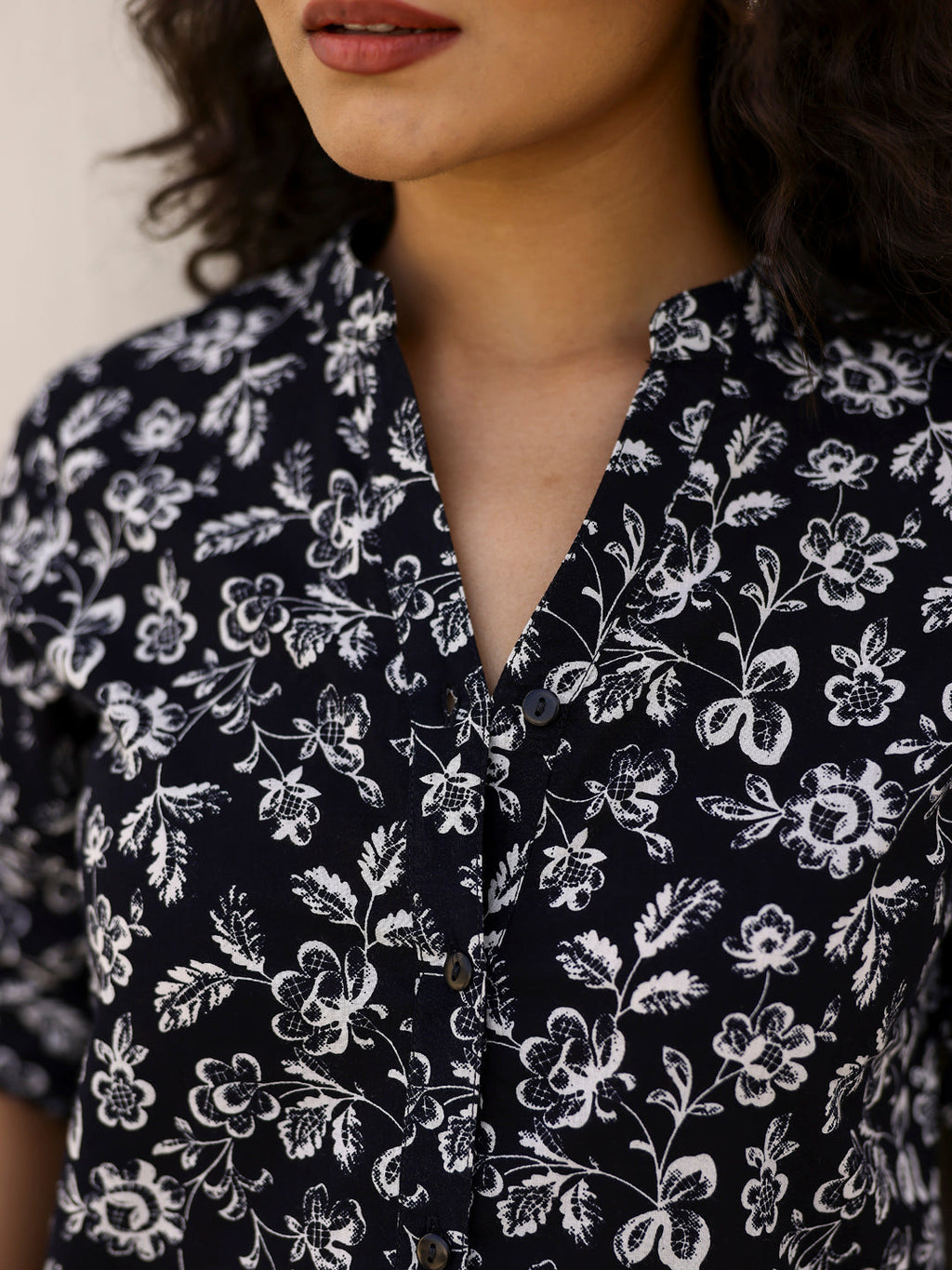 Pure Cotton Printed Black top for Women - SanskrutiHomes 