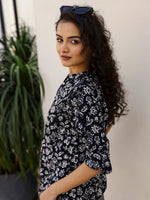 Pure Cotton Printed Black top for Women - SanskrutiHomes 