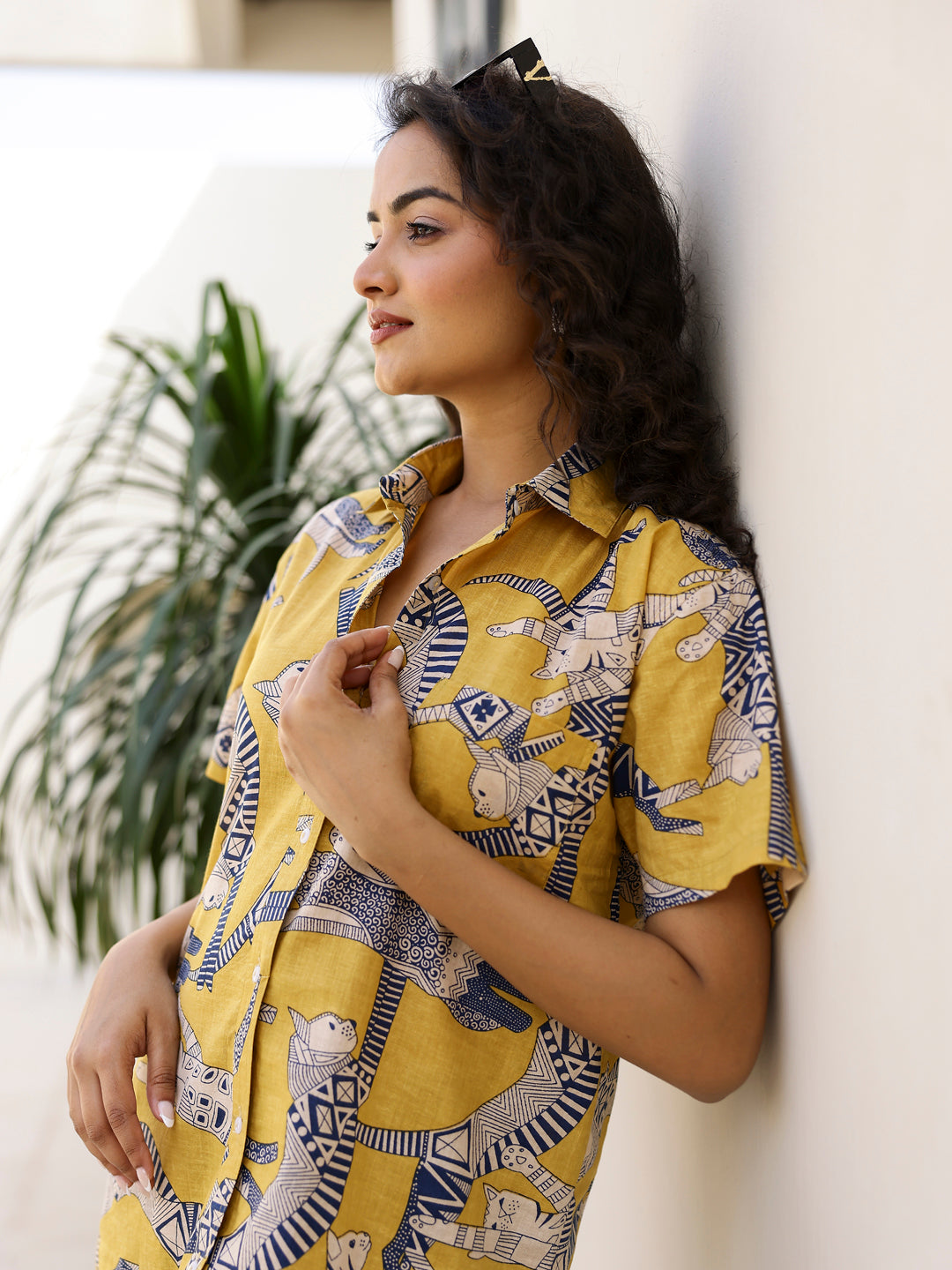 Cambric Printed Short Sleeve Women top - SanskrutiHomes 