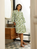 Cotton Green Bath Robe for Women - SanskrutiHomes 