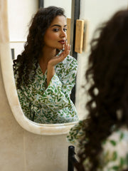 Cotton Green Bath Robe For Women