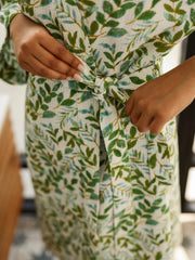 Cotton Green Bath Robe For Women
