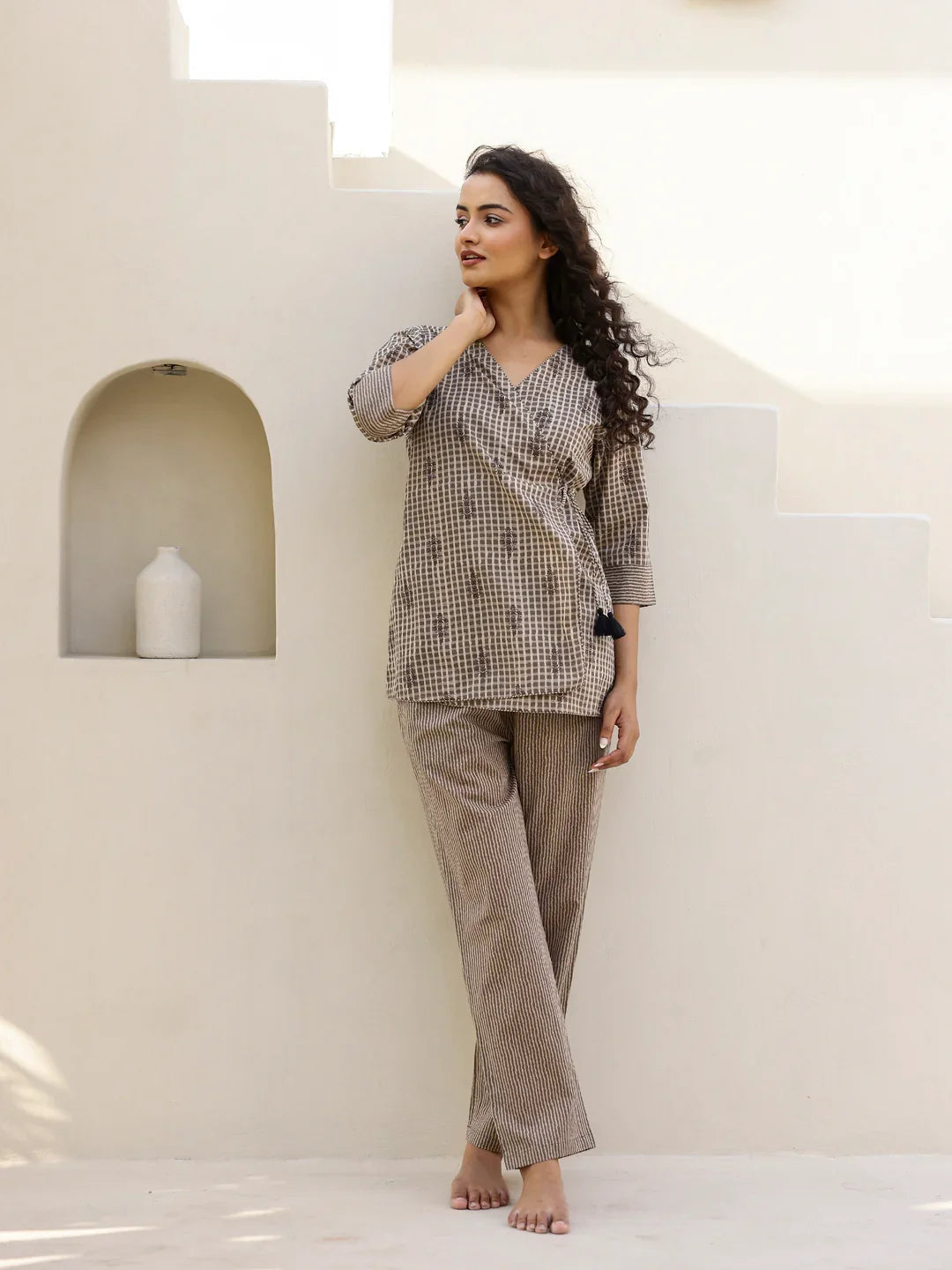 Printed Pure Cotton Night suit - SanskrutiHomes 