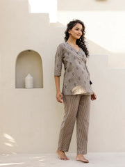 Printed Pure Cotton Night suit - SanskrutiHomes 