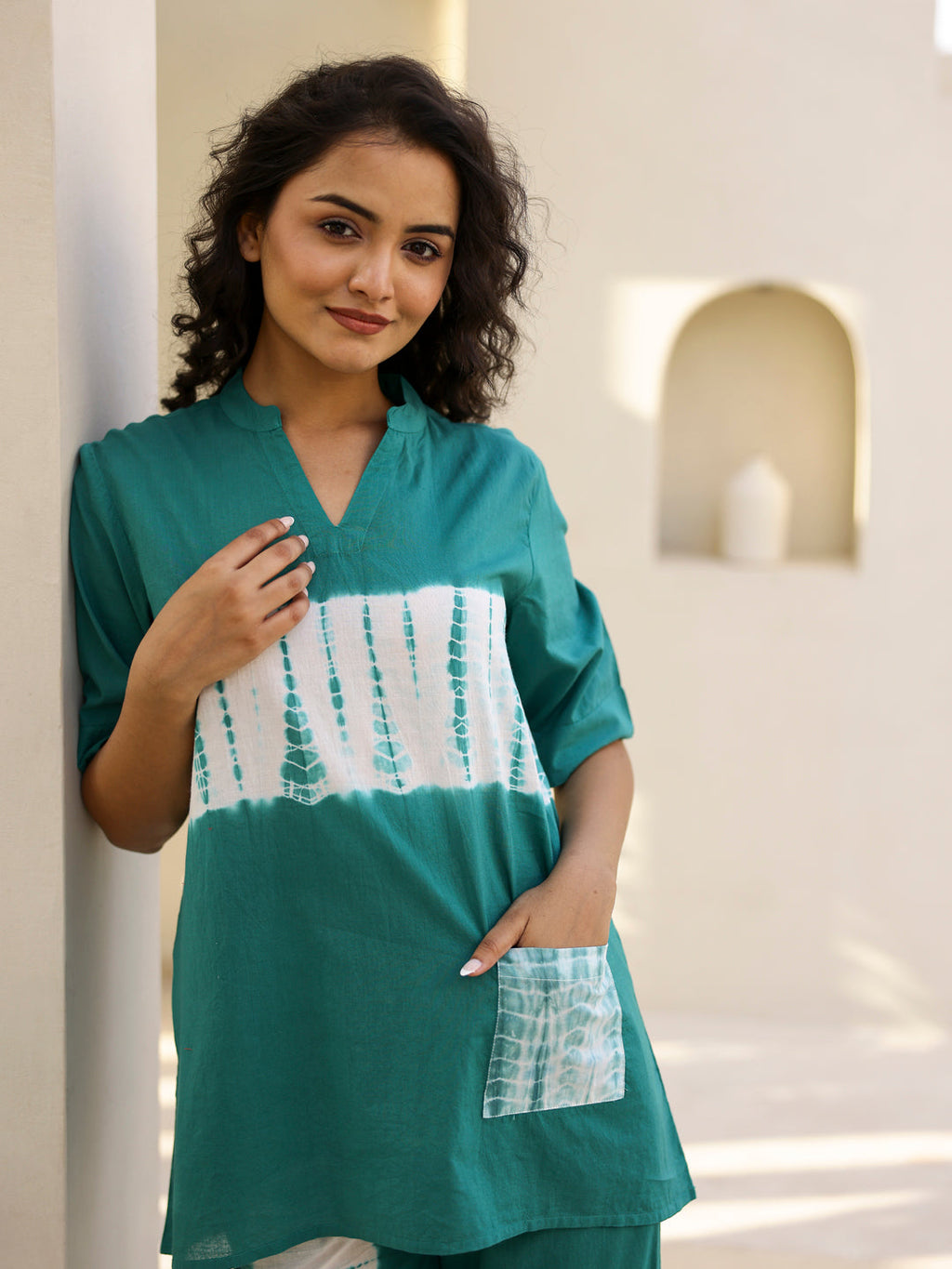 TEAL Tye & Dye Night suit - SanskrutiHomes 