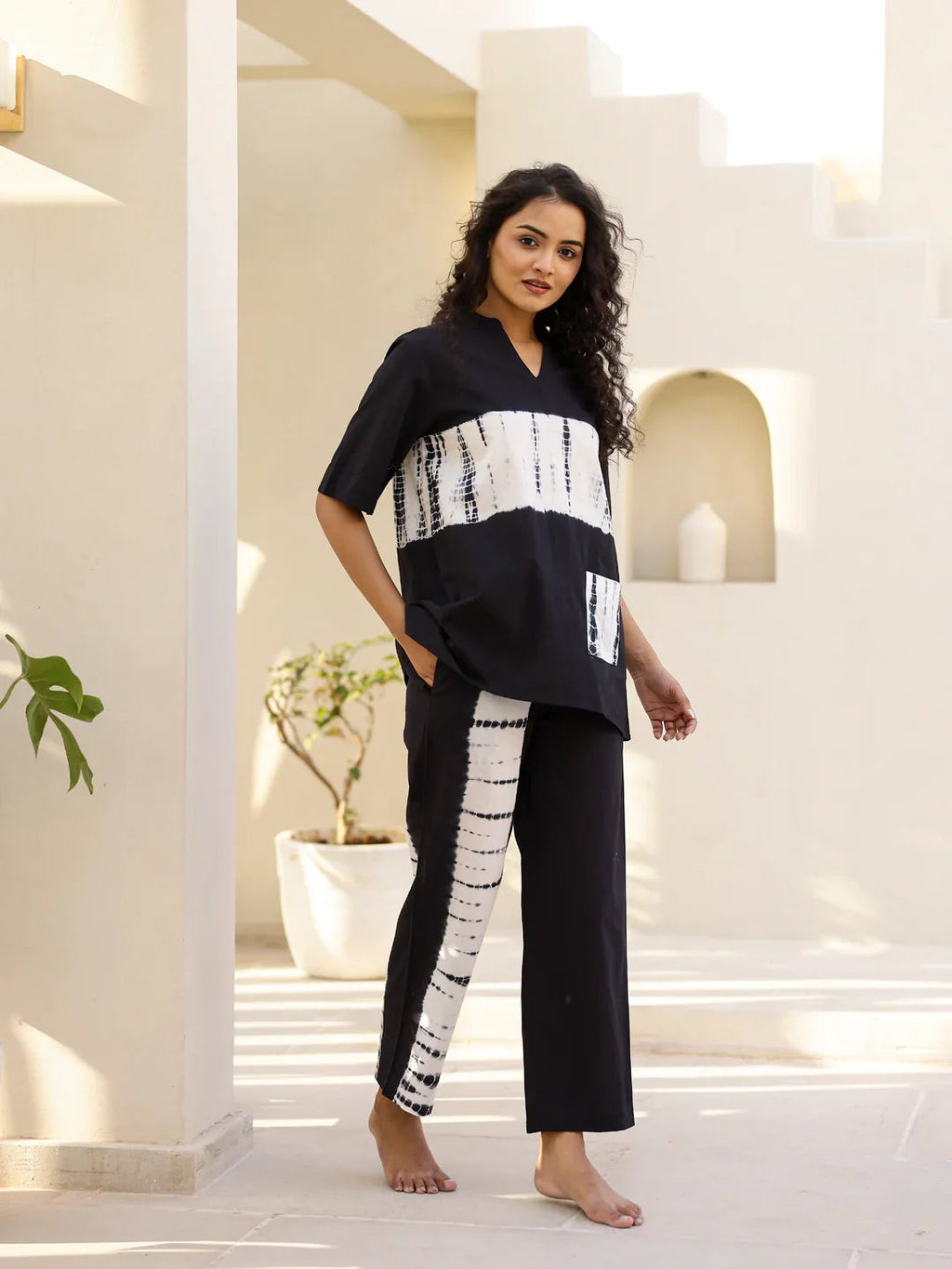 BLACK Tye & Dye Night suit - SanskrutiHomes 