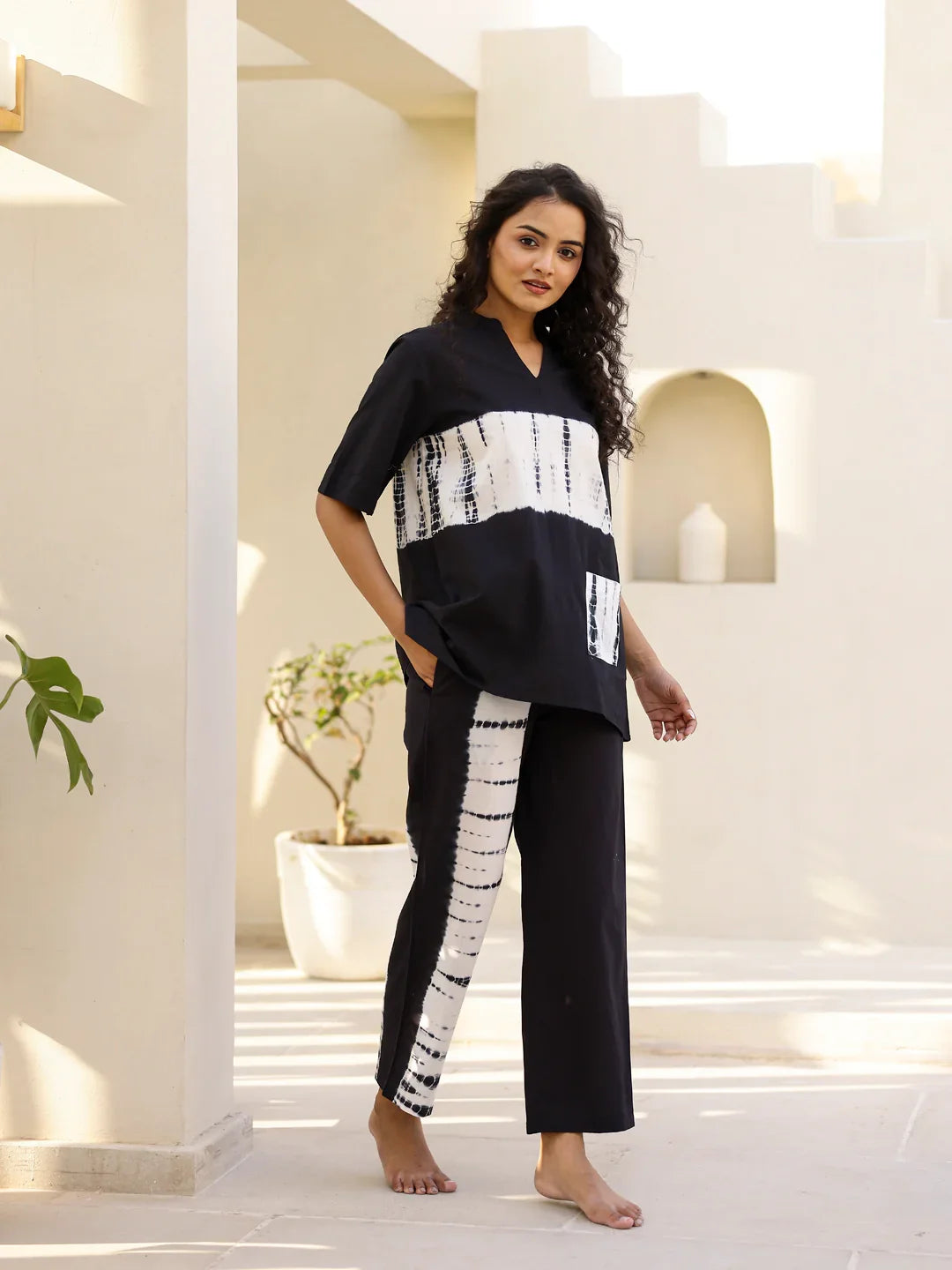 BLACK Tye & Dye Night suit - SanskrutiHomes 