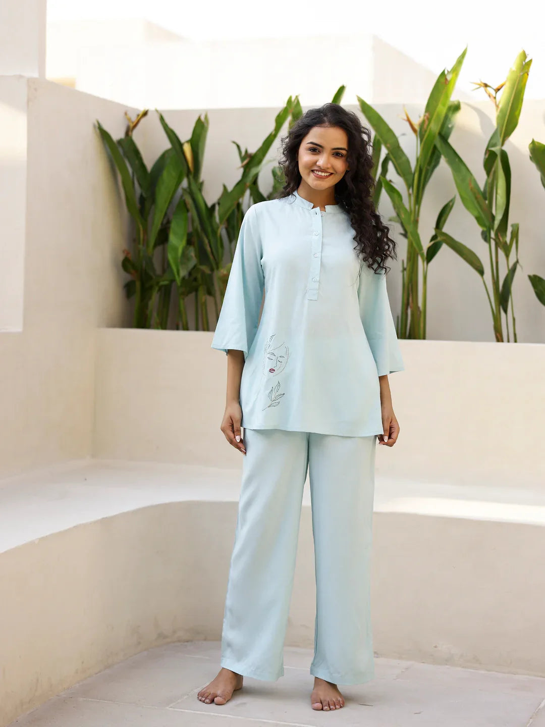 Women Cotton Night Suit with Pant - SanskrutiHomes 