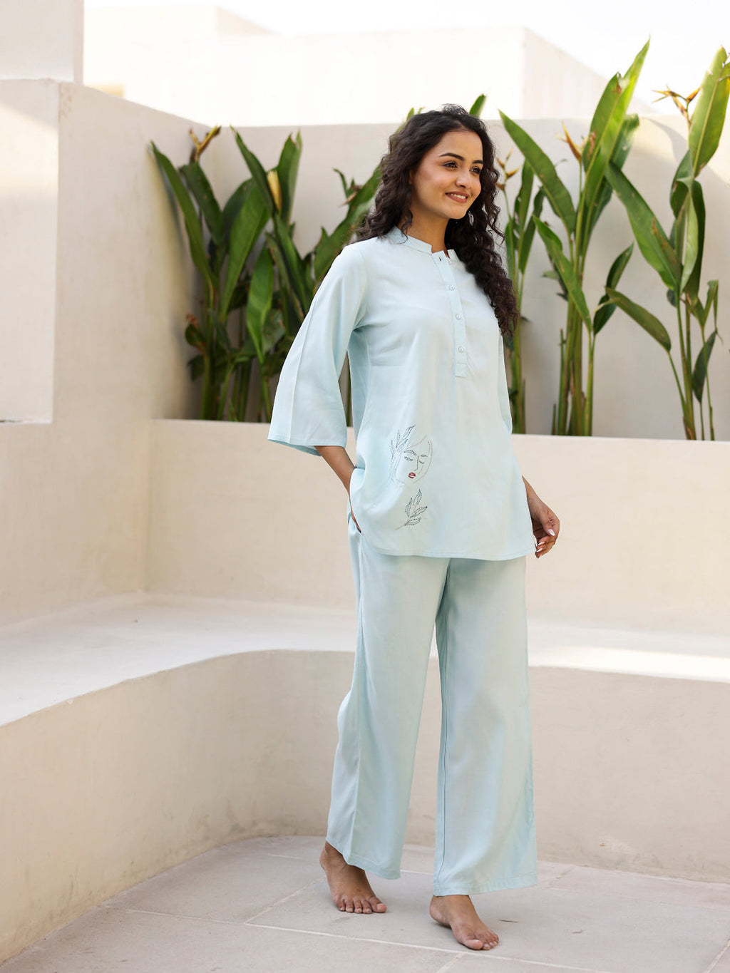 Women Cotton Night Suit with Pant - SanskrutiHomes 
