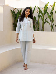 Floral Embroidered Cotton Co-ord Set - SanskrutiHomes 