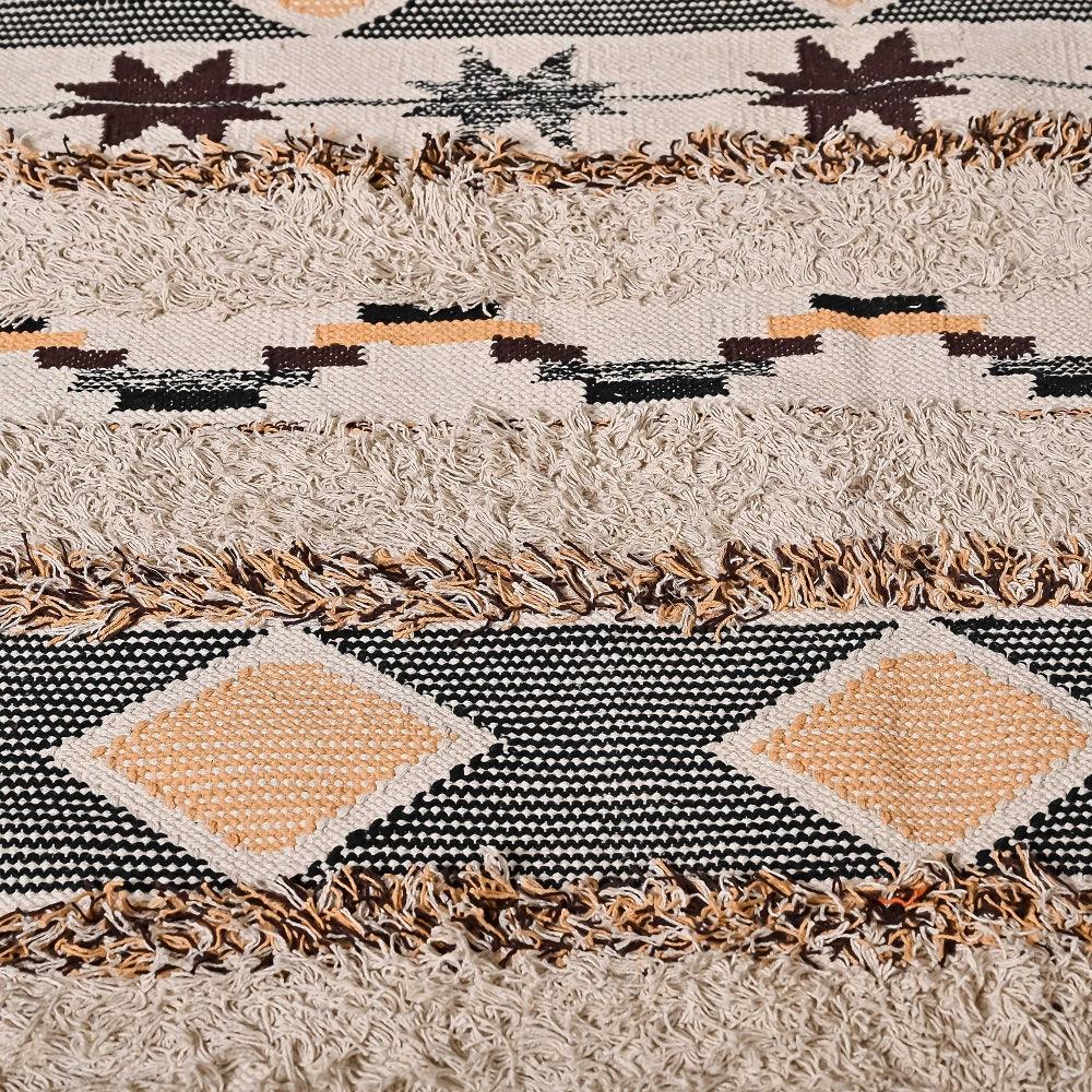 Hand-weaved 100% Cotton Multi-color Rug - SanskrutiHomes 