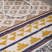 Hand-weaved 100% Cotton woven Multi-color Rug - SanskrutiHomes 