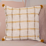Handloom Pure Cotton Cushion Cover with pompom - SanskrutiHomes 