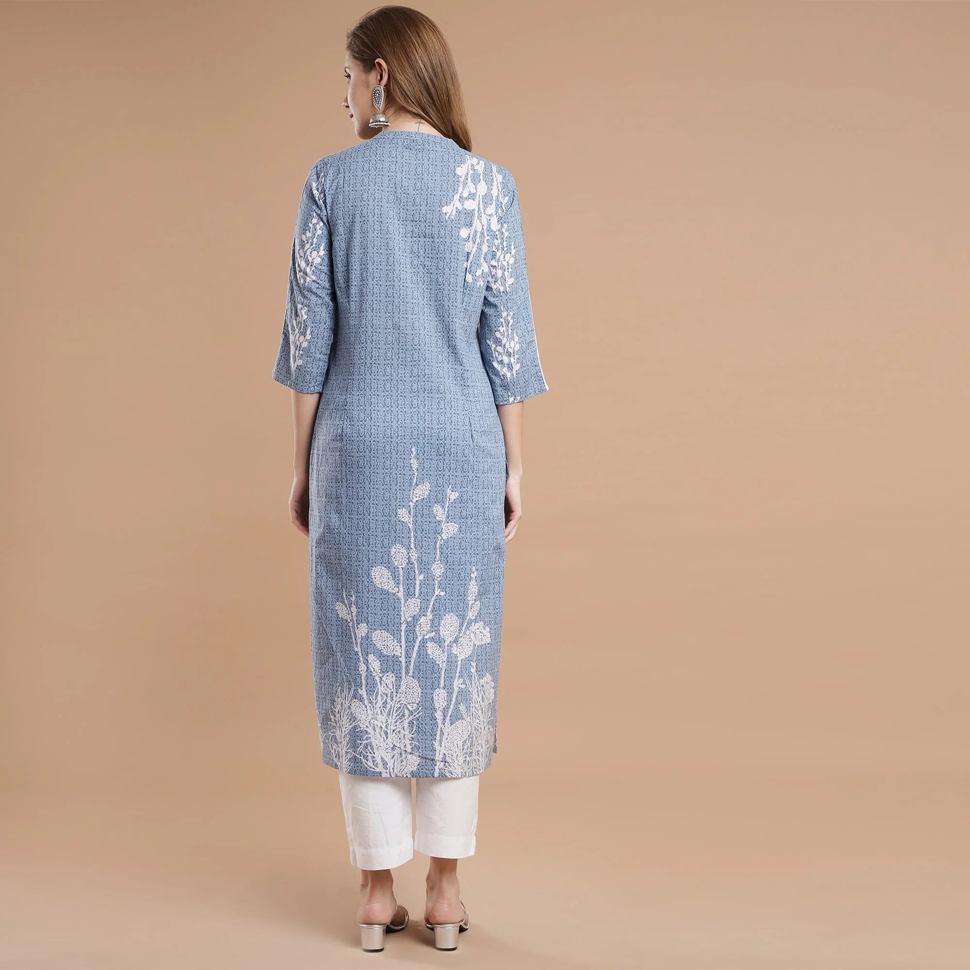 RANGDEEP BLUE RAYON WOMEN'S STRAIGHT KURTA - SanskrutiHomes 