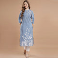RANGDEEP BLUE RAYON WOMEN'S STRAIGHT KURTA - SanskrutiHomes 