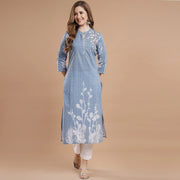 RANGDEEP BLUE RAYON WOMEN'S STRAIGHT KURTA - SanskrutiHomes 