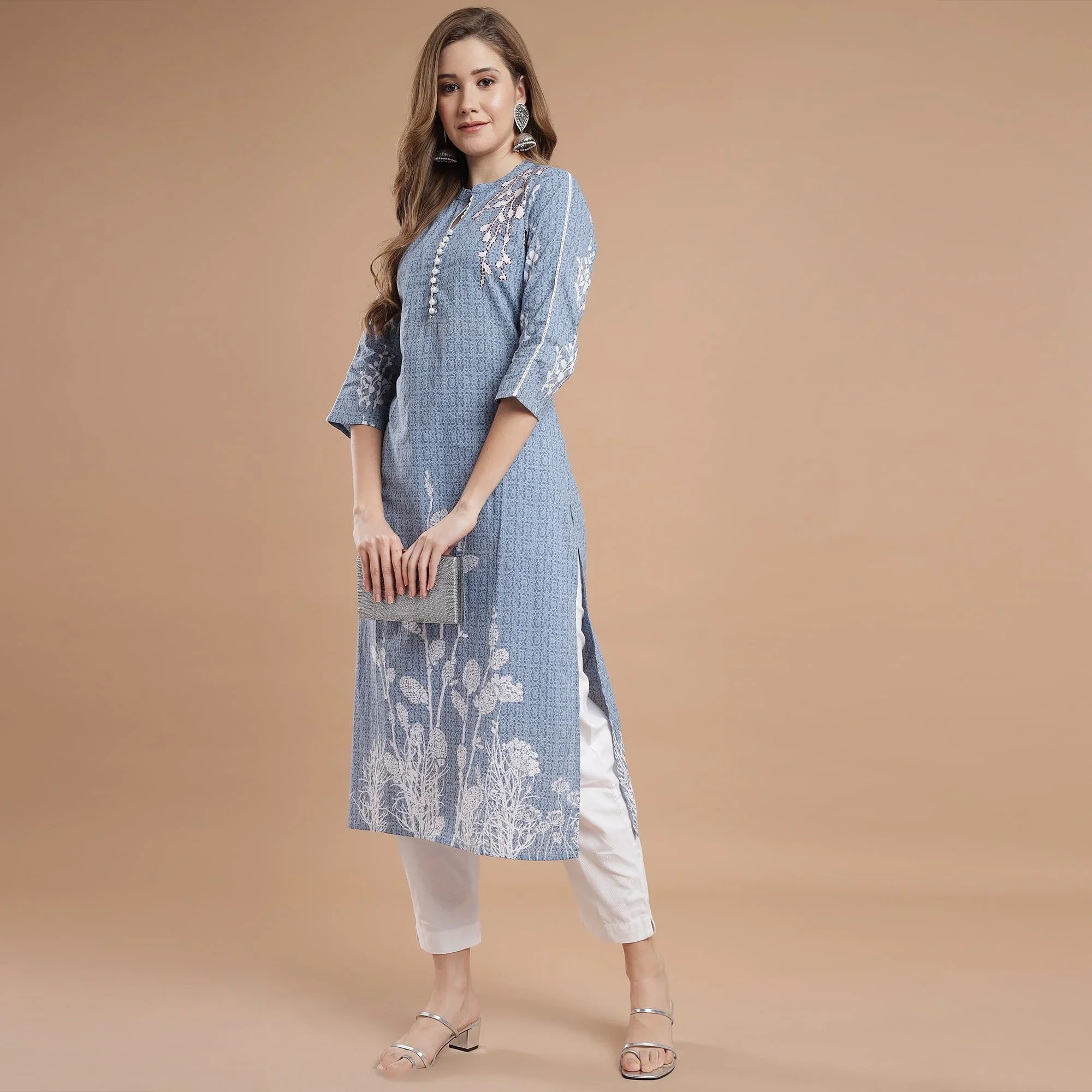RANGDEEP BLUE RAYON WOMEN'S STRAIGHT KURTA - SanskrutiHomes 