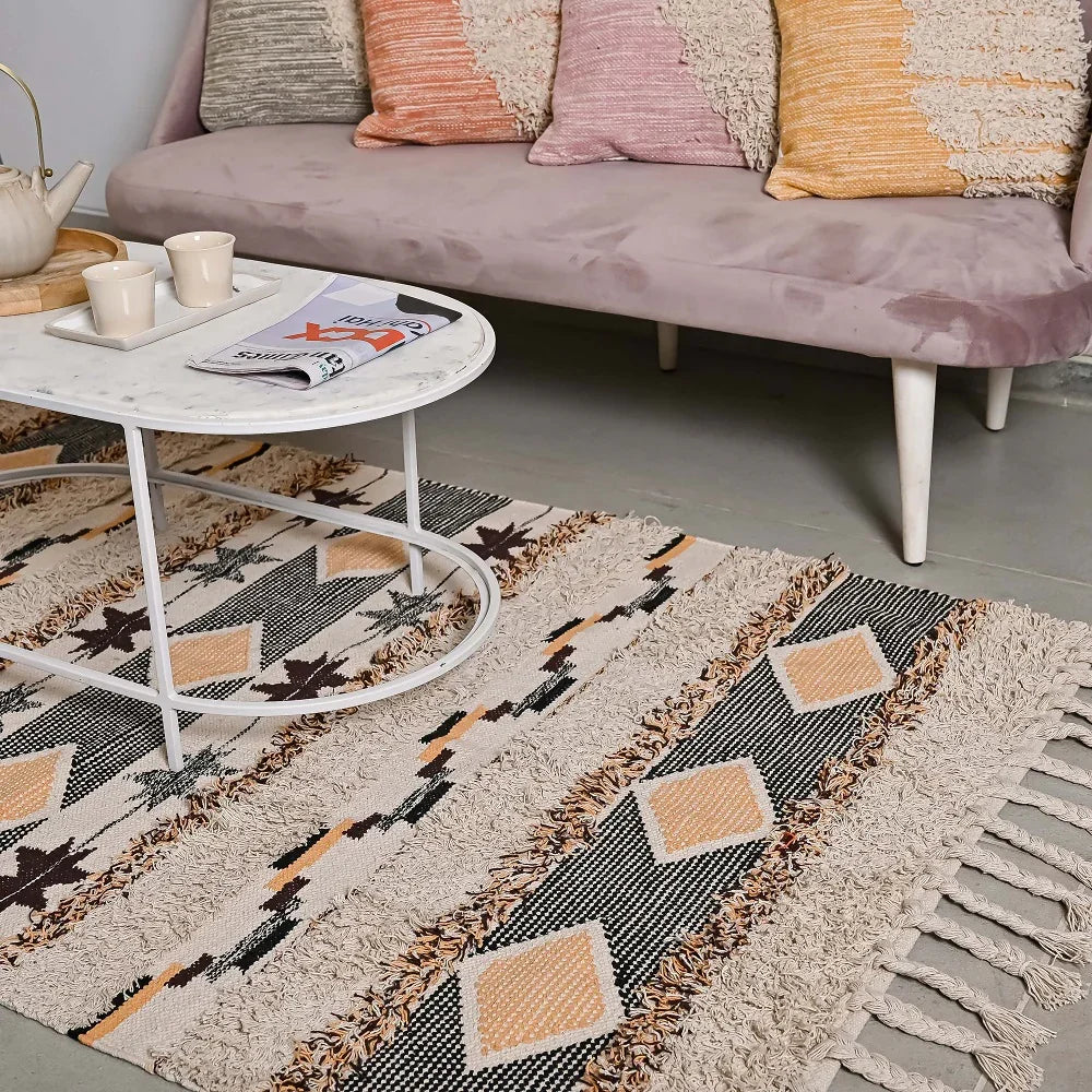 Hand-weaved 100% Cotton Multi-color Rug - SanskrutiHomes 