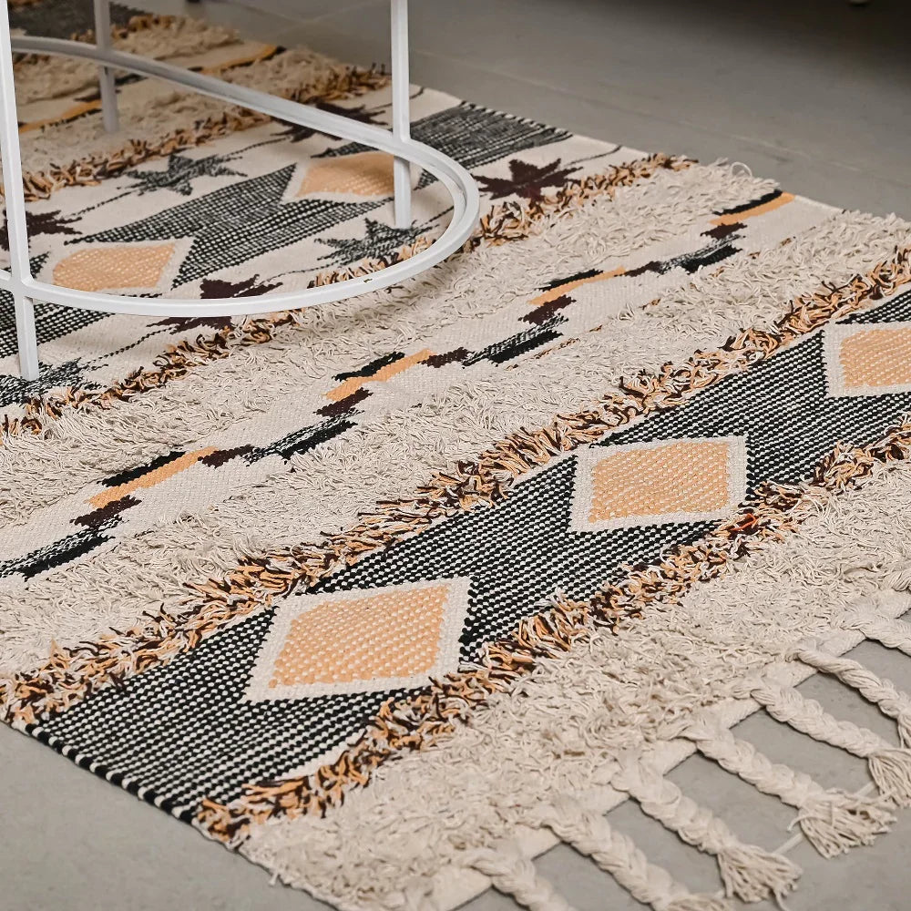 Hand-weaved 100% Cotton Multi-color Rug - SanskrutiHomes 