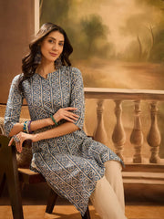 Grey Color Screen Print Cotton Kurta for Women - SanskrutiHomes 