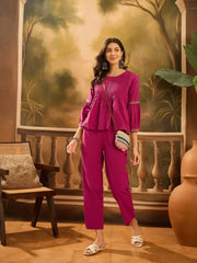 Pink Solid Printex Design coord Set for Women - SanskrutiHomes 