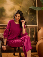 Pink Solid Printex Design coord Set for Women - SanskrutiHomes 