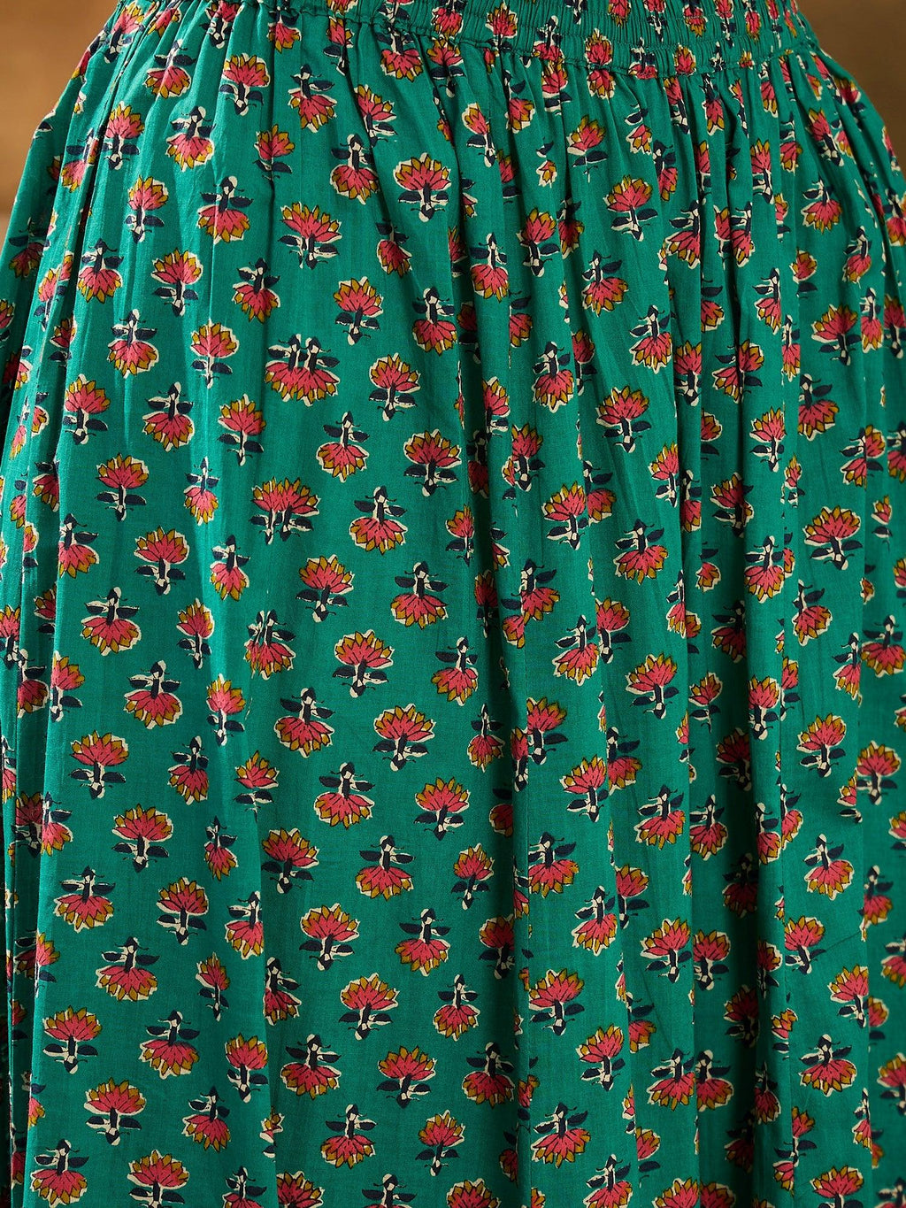 Turquoise Blue Pure Cotton V-Neck Kurta Set For Women - SanskrutiHomes 