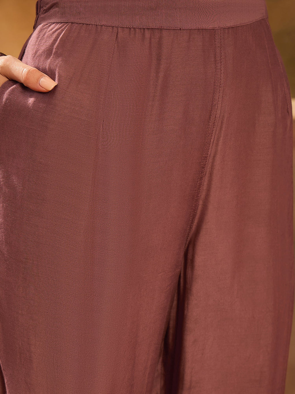 Burgundy Color Floral Printed Round Neck Kurta Set - SanskrutiHomes 