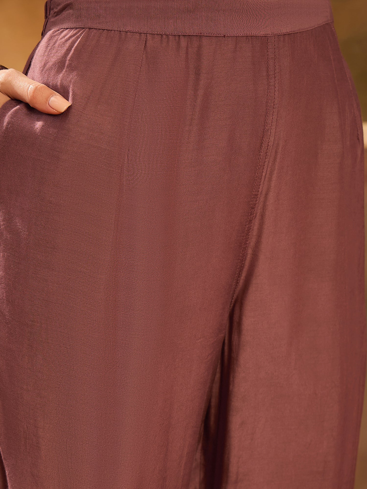 Burgundy Color Floral Printed Round Neck Kurta Set - SanskrutiHomes 