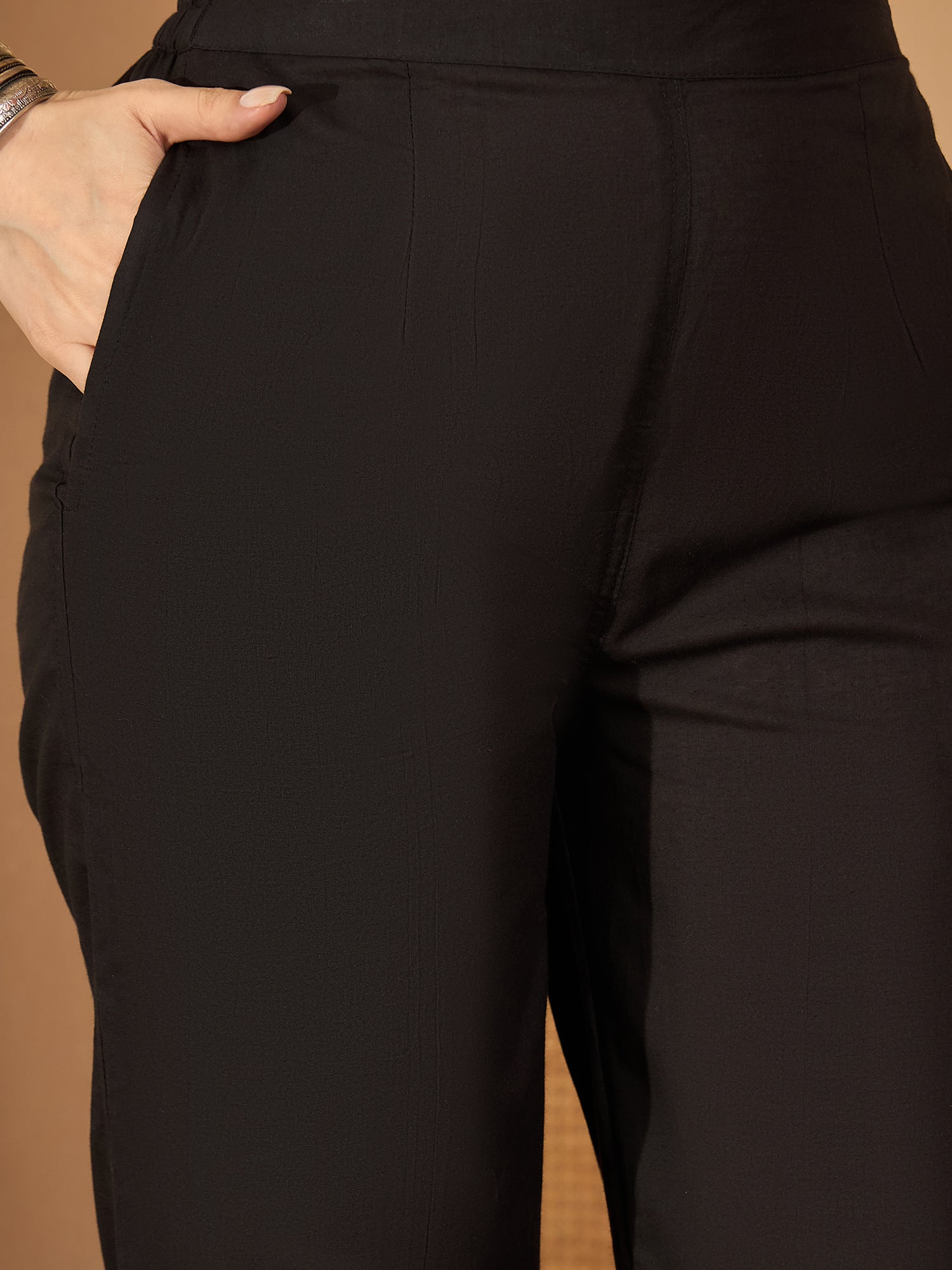 Grey Printed Mandarin Collar Pure Cotton Kurta Set For Women