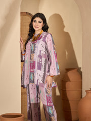 Multi Round Neck Linen Co-Ords Set For Women