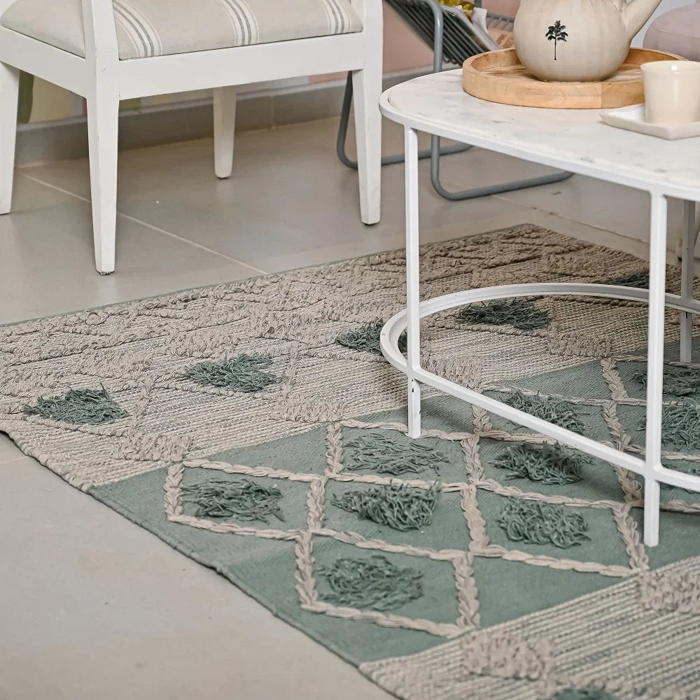 Hand-weaved 100% Cotton Multi-color Rug - SanskrutiHomes 