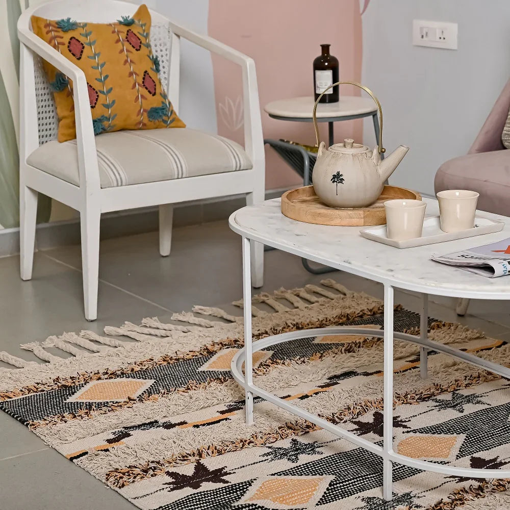 Hand-weaved 100% Cotton Multi-color Rug - SanskrutiHomes 