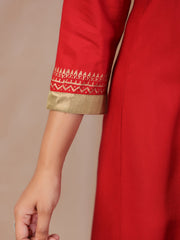 Red Floral Printed Kurta For Women