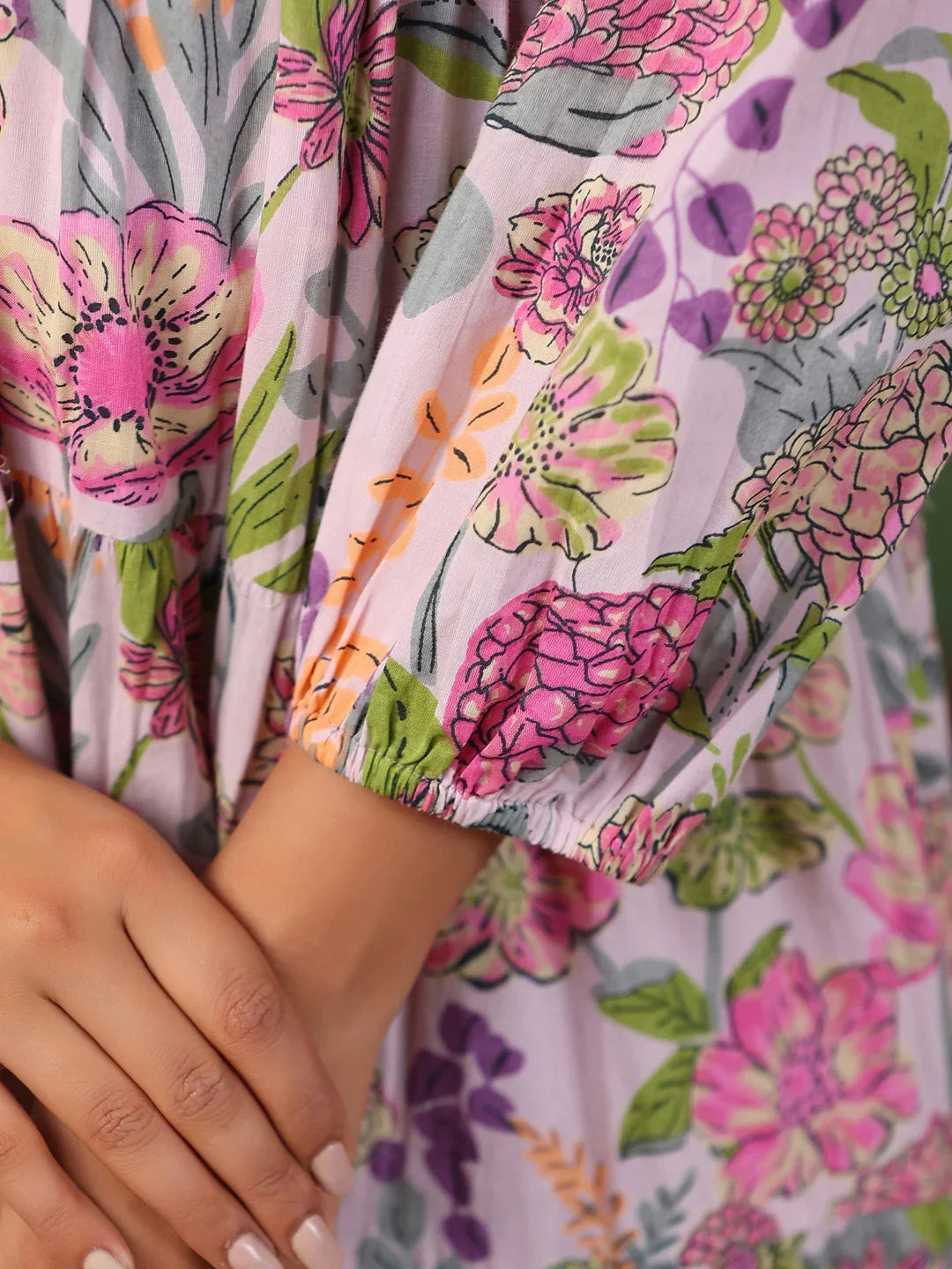 Floral Print A-Line Dress - SanskrutiHomes 