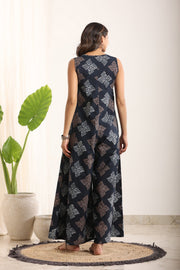 Indigo Sleeveless Printed Basic Jumpsuit