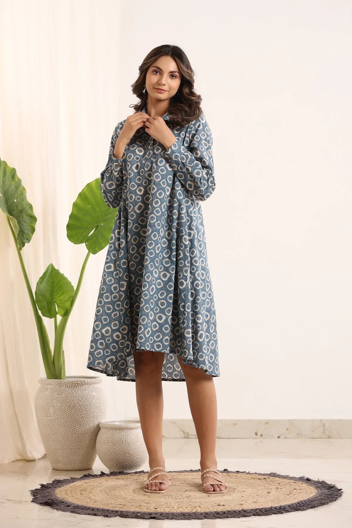 Abstract loose fit cotton Night Dress - SanskrutiHomes 