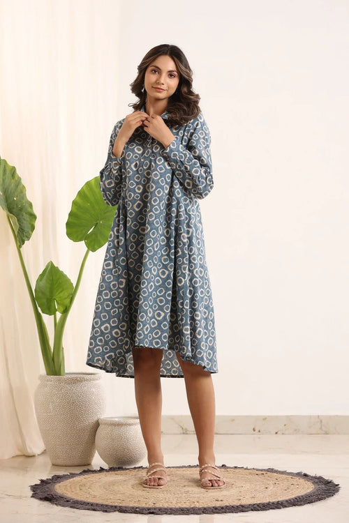 Abstract loose fit cotton Night Dress - SanskrutiHomes 