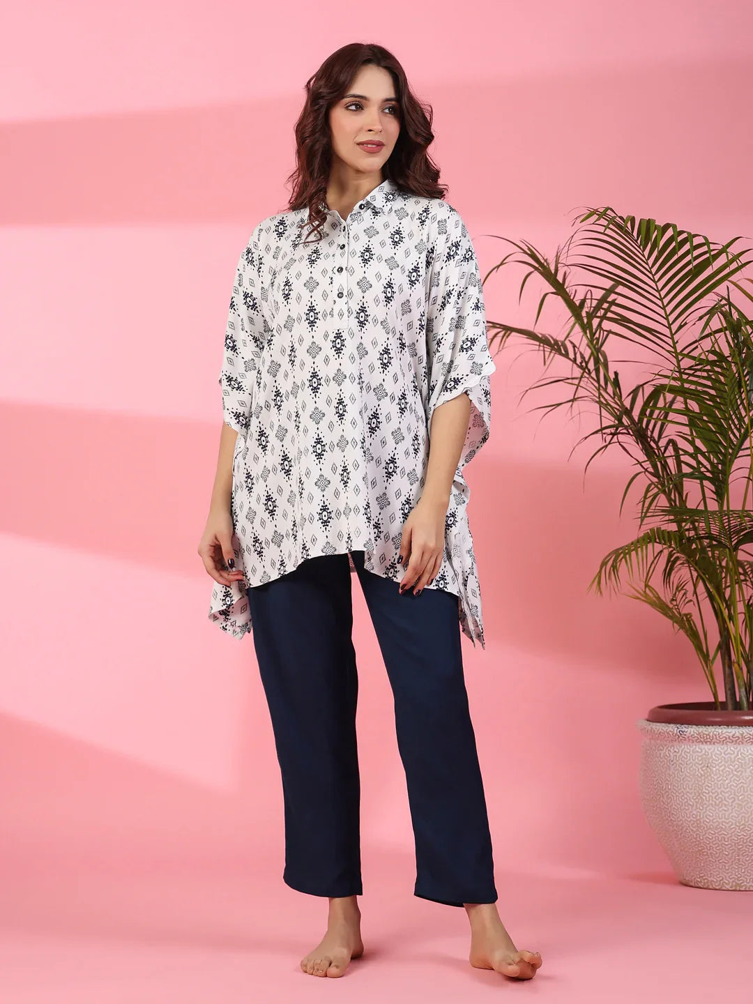 Women Cotton Kaftan Co-ord Set - SanskrutiHomes 