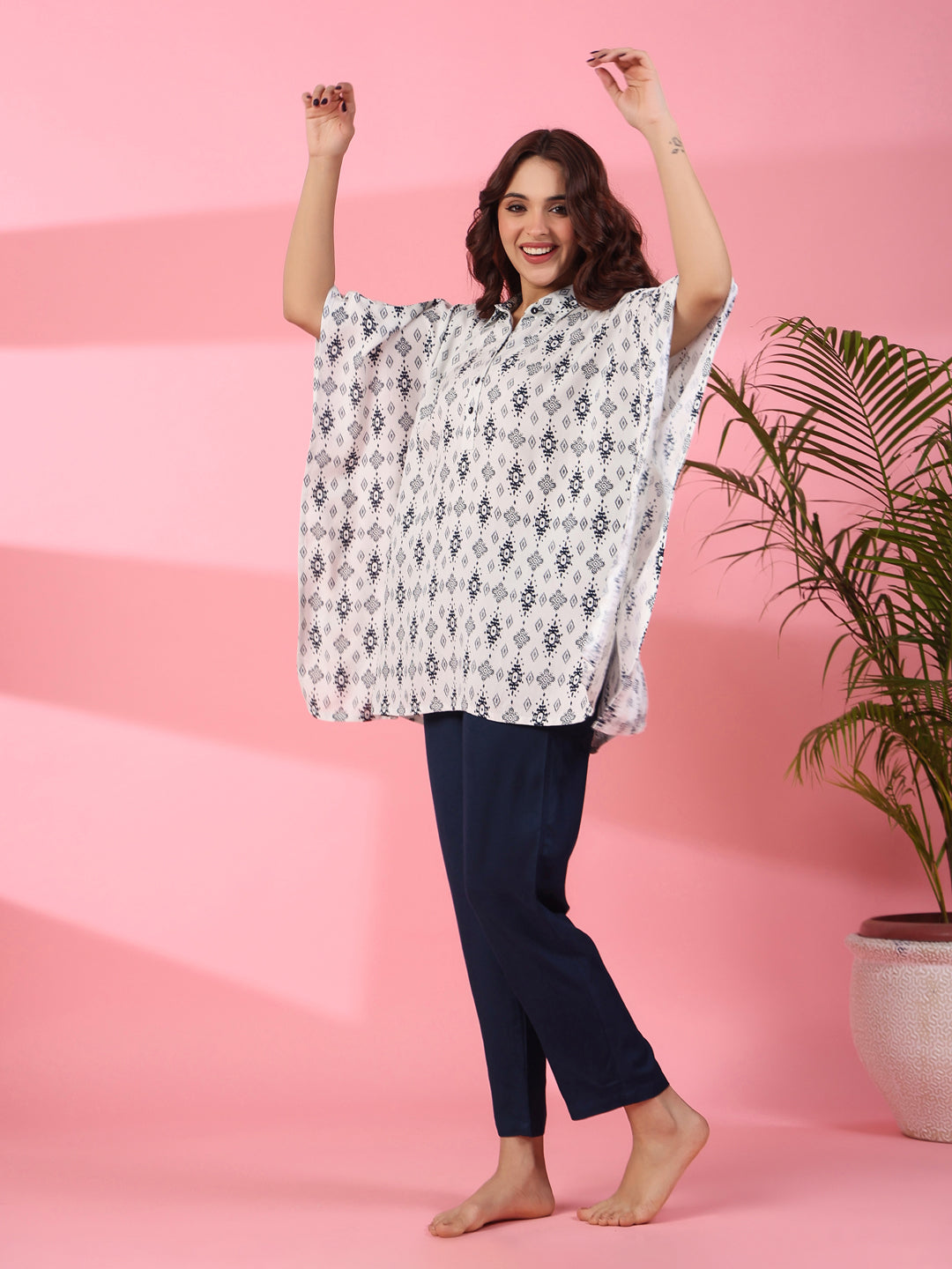 Women Cotton Kaftan Co-ord Set - SanskrutiHomes 