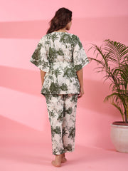 Jungle print Cotton Kaftan Night Suit - SanskrutiHomes 