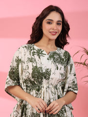 Jungle print Cotton Kaftan Night Suit - SanskrutiHomes 