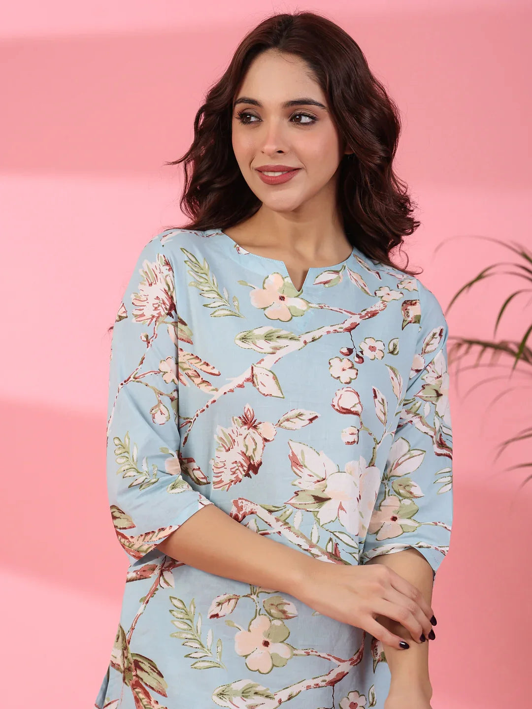 Pattens bird blue cotton co-ord set - SanskrutiHomes 