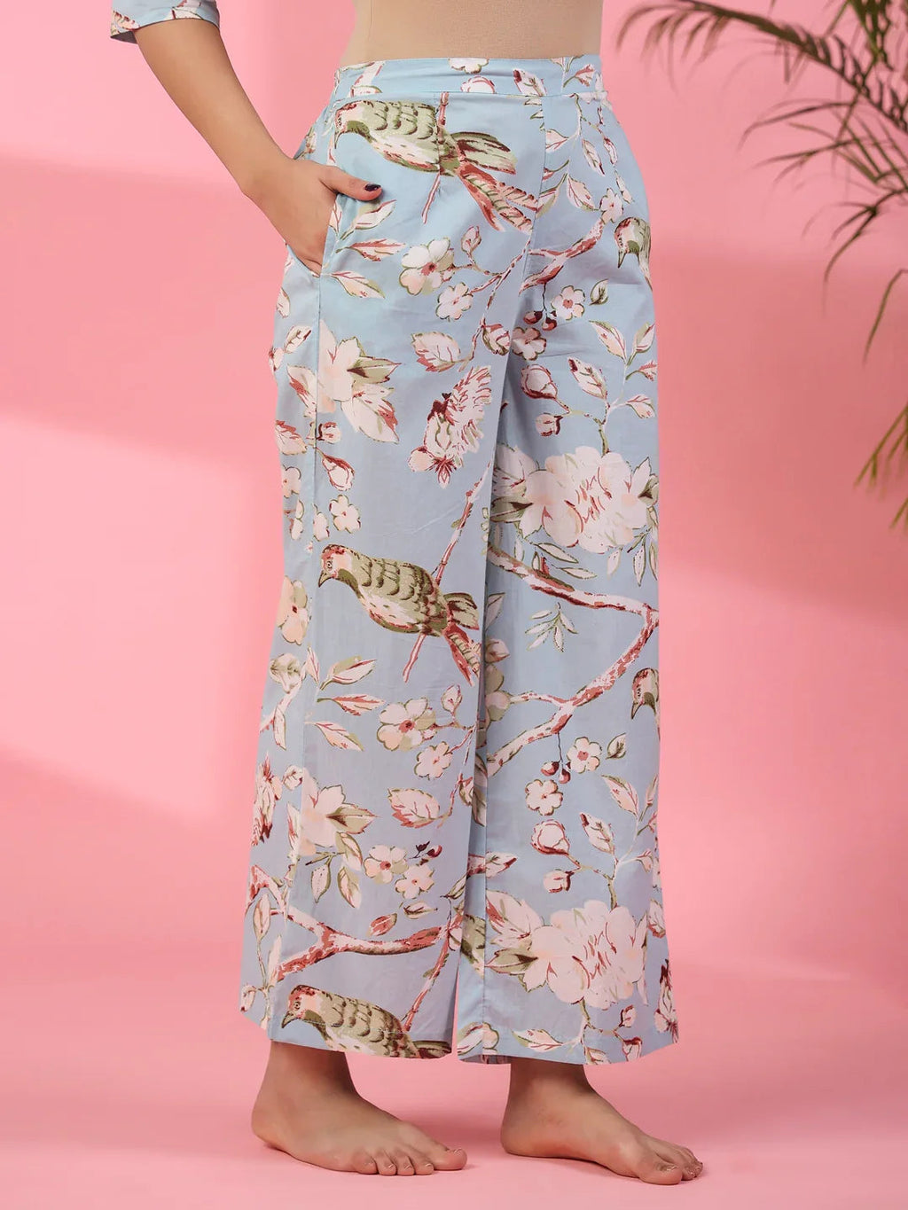 Pattens bird blue cotton co-ord set - SanskrutiHomes 