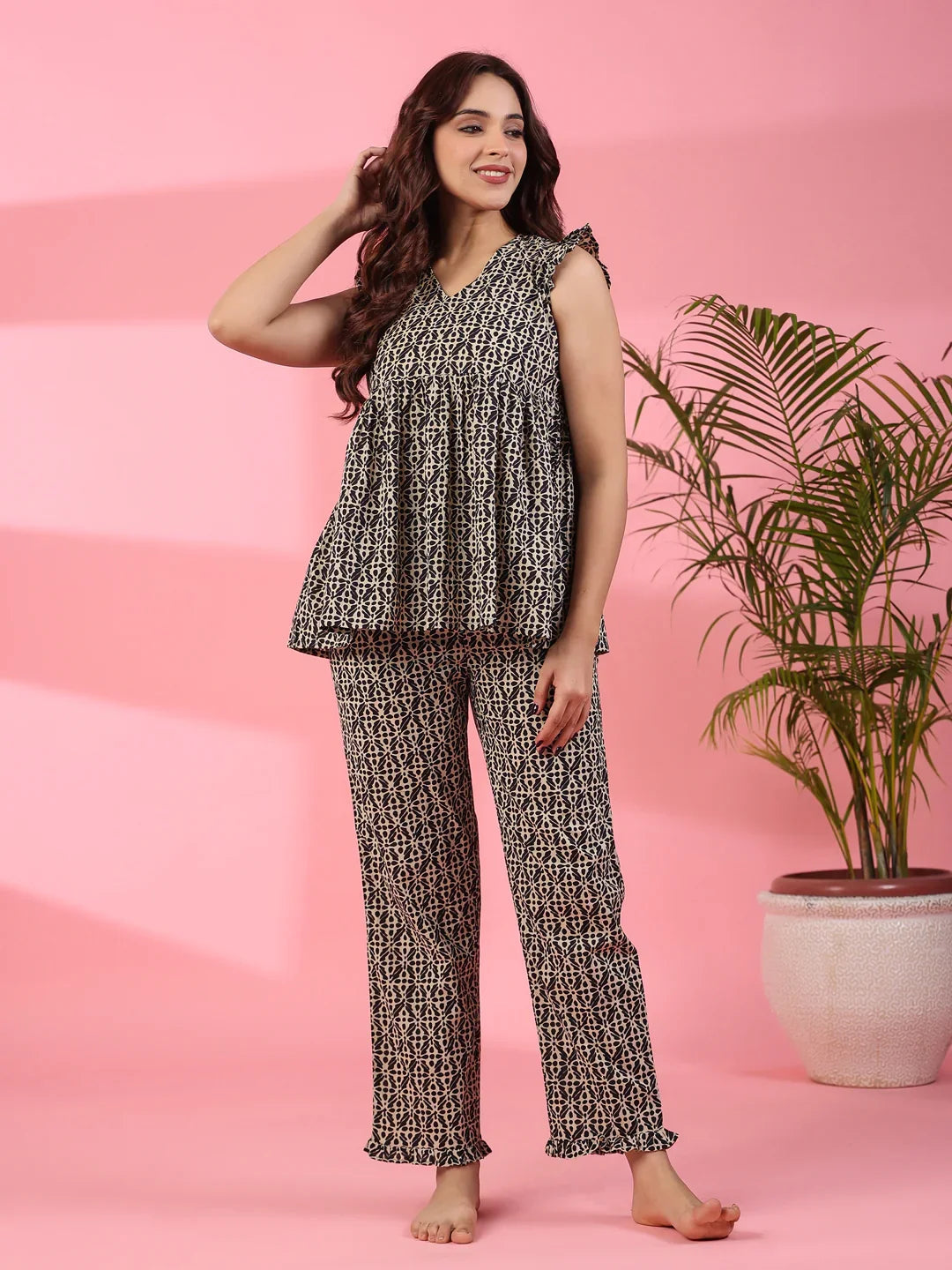Lanes nest Cotton Night Suit - SanskrutiHomes 