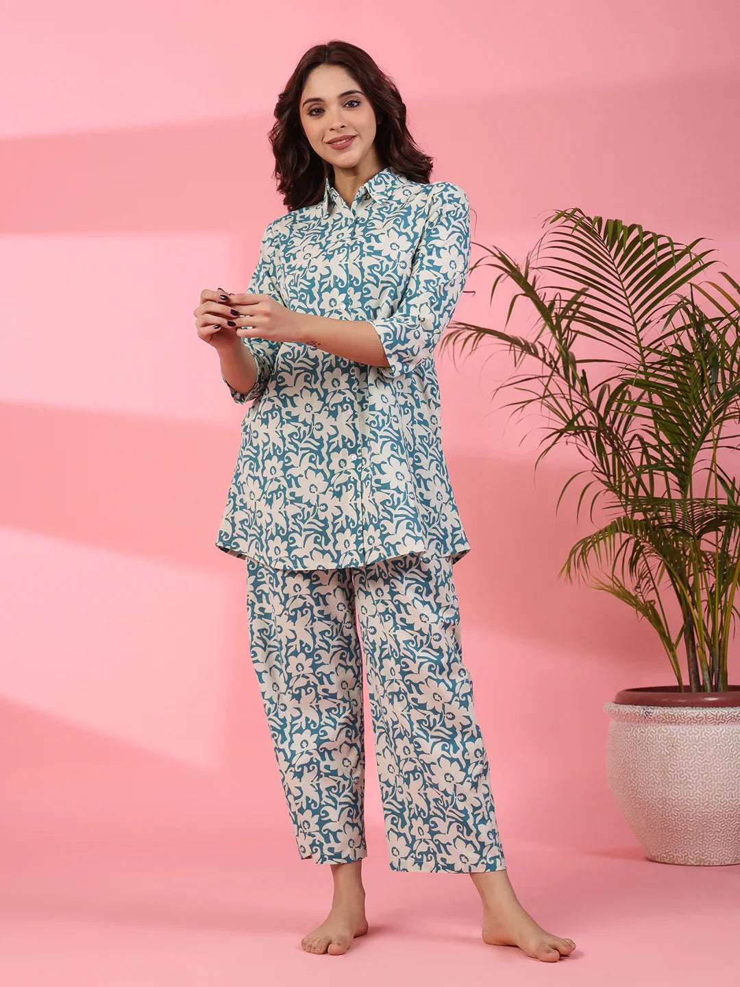 Cornflower Cotton Co-ord set - SanskrutiHomes 