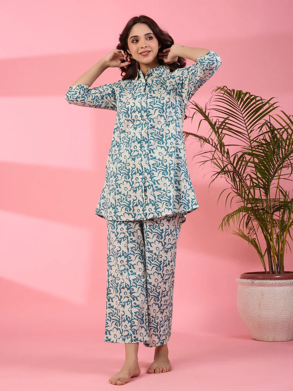 Cornflower Cotton Co-ord set - SanskrutiHomes 