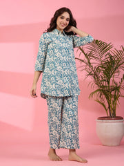 Cornflower Cotton Co-ord set - SanskrutiHomes 